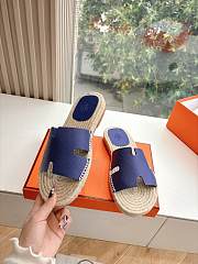 Kitlife Hermes Dark Blue Leather Antigua Espadrille - 2