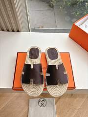 Kitlife Hermes Dark Brown Leather Antigua Espadrille - 1
