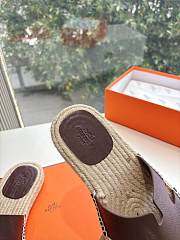 Kitlife Hermes Dark Brown Leather Antigua Espadrille - 6