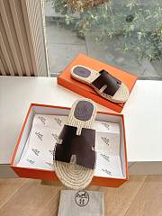 Kitlife Hermes Dark Brown Leather Antigua Espadrille - 4