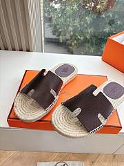Kitlife Hermes Dark Brown Leather Antigua Espadrille - 5