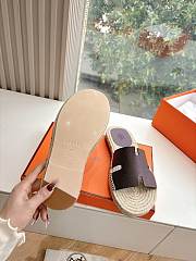 Kitlife Hermes Dark Brown Leather Antigua Espadrille - 3