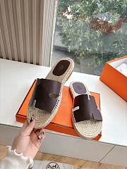 Kitlife Hermes Dark Brown Leather Antigua Espadrille - 2
