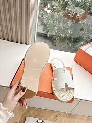 Kitlife Hermes White Leather Antigua Espadrille - 6