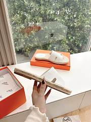 Kitlife Hermes White Leather Antigua Espadrille - 5