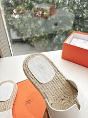 Kitlife Hermes White Leather Antigua Espadrille - 4