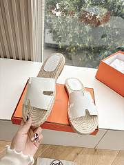 Kitlife Hermes White Leather Antigua Espadrille - 3