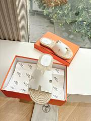 Kitlife Hermes White Leather Antigua Espadrille - 2