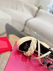 Kitlife Valentino Wedge Heel Black Leather Espadrille Sandals 100mm - 4