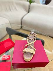 Kitlife Valentino Wedge Heel Beige Leather Espadrille Sandals 100mm  - 5