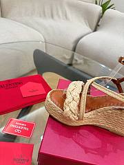Kitlife Valentino Wedge Heel Brown Leather Espadrille Sandals 100mm - 5