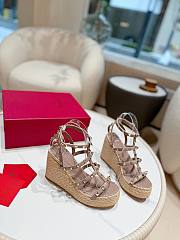 Kitlife Valentino Studded Leather Espadrille Platform Sandals Beige 100mm - 1