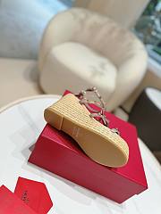 Kitlife Valentino Studded Leather Espadrille Platform Sandals Beige 100mm - 6