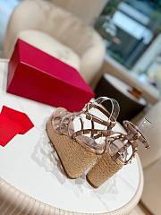 Kitlife Valentino Studded Leather Espadrille Platform Sandals Beige 100mm - 5