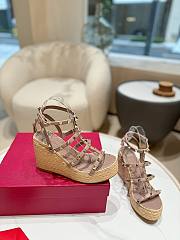 Kitlife Valentino Studded Leather Espadrille Platform Sandals Beige 100mm - 4