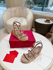 Kitlife Valentino Studded Leather Espadrille Platform Sandals Beige 100mm - 3