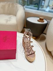 Kitlife Valentino Studded Leather Espadrille Platform Sandals Beige 100mm - 2