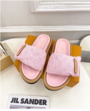 Kitlife Lousi Vuitton Pool Pillow Comfort Pink Denim Slippers - 1