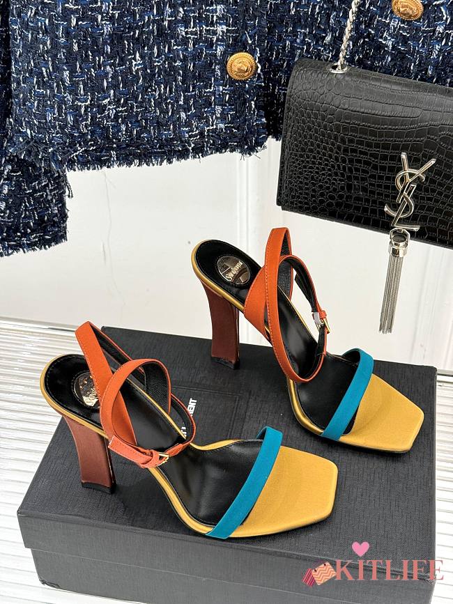 Kitlife Saint Laurent Brown Yellow Muiticolor Heeled Sandals Dominique - 1