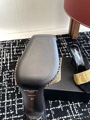 Kitlife Saint Laurent Diamond Buckle Heeled Slippers Black & Gold - 6