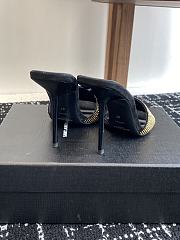Kitlife Saint Laurent Diamond Buckle Heeled Slippers Black & Gold - 5