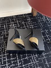 Kitlife Saint Laurent Diamond Buckle Heeled Slippers Black & Gold - 3