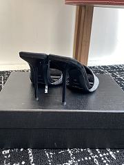 Kitlife Saint Laurent Diamond Buckle Heeled Slippers Black & Silver - 6