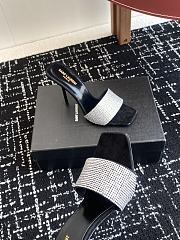 Kitlife Saint Laurent Diamond Buckle Heeled Slippers Black & Silver - 3