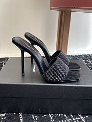 Kitlife Saint Laurent Diamond Buckle Heeled Slippers Black  - 1