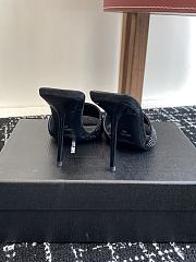 Kitlife Saint Laurent Diamond Buckle Heeled Slippers Black  - 2