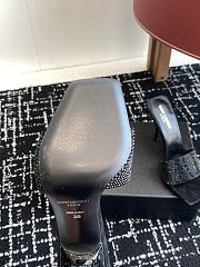 Kitlife Saint Laurent Diamond Buckle Heeled Slippers Black  - 3