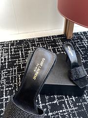 Kitlife Saint Laurent Diamond Buckle Heeled Slippers Black  - 4
