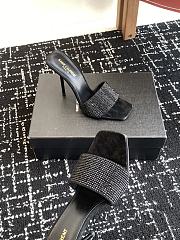 Kitlife Saint Laurent Diamond Buckle Heeled Slippers Black  - 5