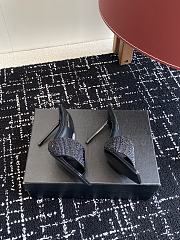 Kitlife Saint Laurent Diamond Buckle Heeled Slippers Black  - 6