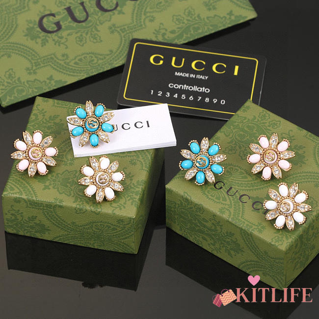 Gucci Double G Earrings Blue / Pink - 1