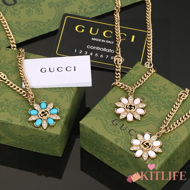 Kitlife Gucci Double G Necklace Blue / Pink - 1
