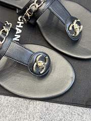 Kitlife Chanel Double C Chain Flip Flop Sandals Black - 2