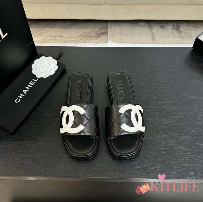 Kitlife Chanel Classic Vintage Slippers Black & White - 1