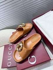 Kitlife Gucci Metal Buckle Slippers Brown  - 4