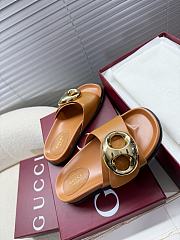 Kitlife Gucci Metal Buckle Slippers Brown  - 3