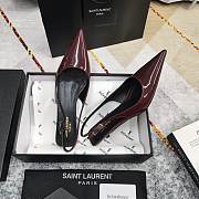 Kitlife Saint Laurent Vendome Slingback Pumps Burgundy Patent Leather  - 5