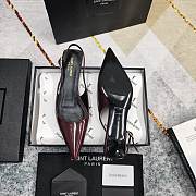 Kitlife Saint Laurent Vendome Slingback Pumps Burgundy Patent Leather  - 4