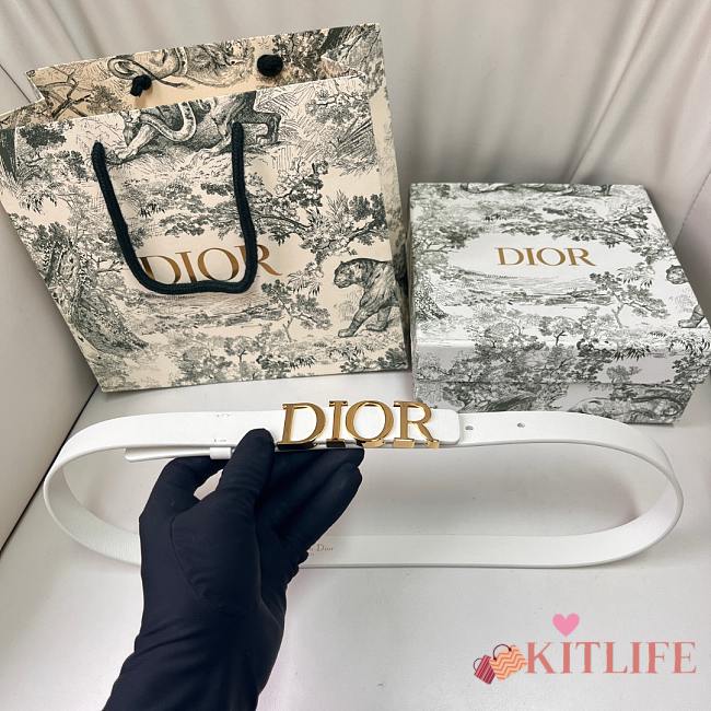 Kitlife Dior Belt White With Gold Buckle 2cm - 1