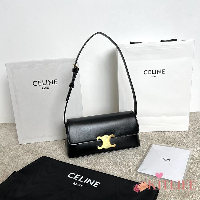 Kitlife Celine Trome Shoulder Bag Black 120553 24x8x11.5cm - 1