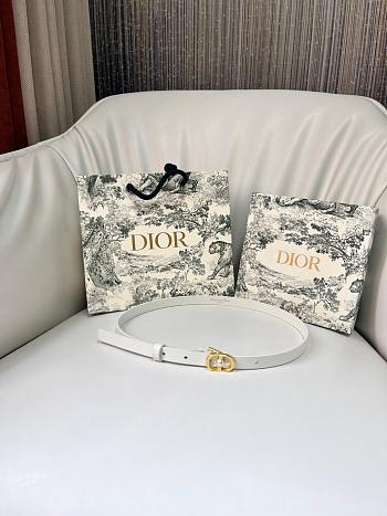 Kitlife Dior 30 Montaigne Jolie Belt White Smooth Calfskin 1.5cm