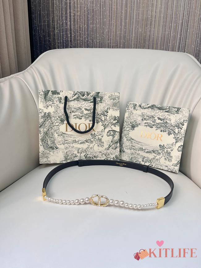 Kitlife Dior Montaigne Pearls Belt Black 1.5cm - 1