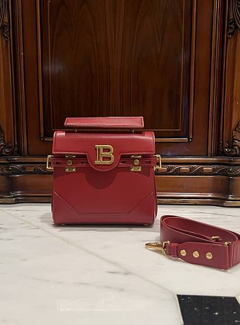 Kitlife Balmain Bbuzz 23 Calfskin Leather Shoulder Bag Red 23x20x11cm