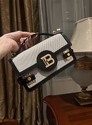 Kitlife Balmain Bbuzz Raffia B-Buzz Shoulder 24 Bag Grey & Black 24x14.5x4cm - 1