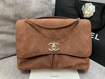 Kitlife Chanel Brown Nubuck Leather Natural Beautiful Flap Bag 34x25x10cm