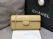 Kitlife Chanel East West Teal Chocolate Bar Quilted Chain Flap Bag Beige 26x12.5x4cm - 1